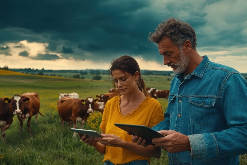 ADA - Imagem de agricultores com tablet fazendo o Ato Declaratório Ambiental da fazenda