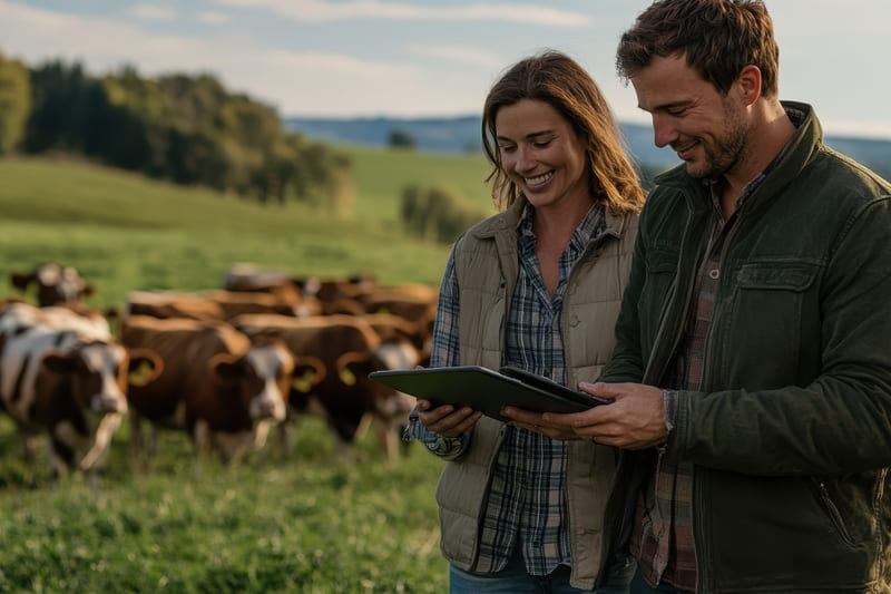 CAR - Imagem de agricultores com tablet fazendo o Cadastro Ambiental Rural da fazenda