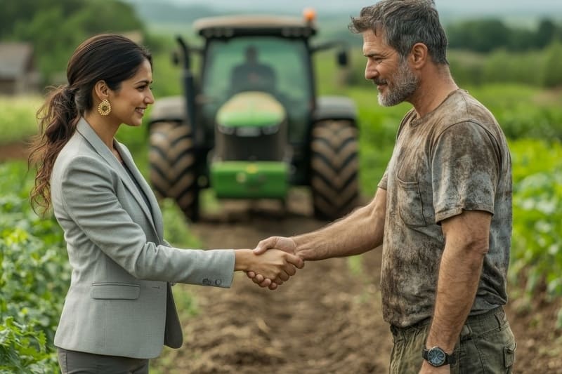 Contratos Agrários - Imagem de investidora rural fazendo a cessão de terra para produtor rural