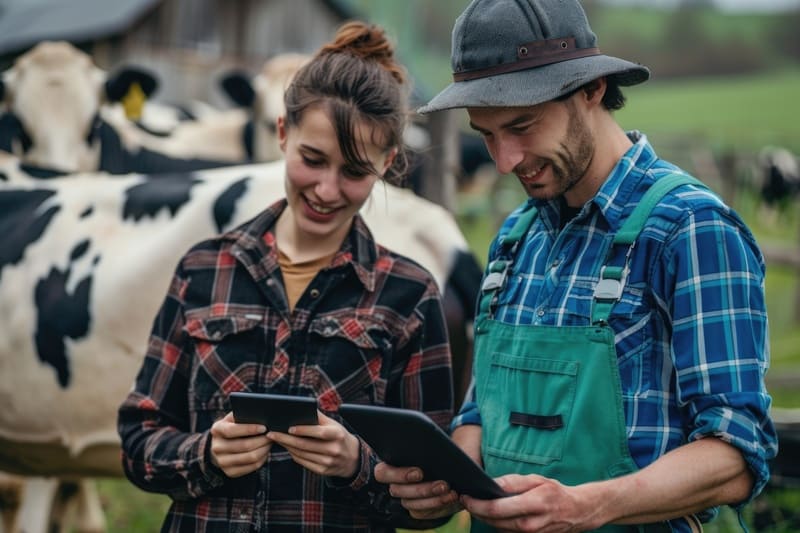 Auditoria no Agronegócio - Imagem de agricultores com tablet em fazenda