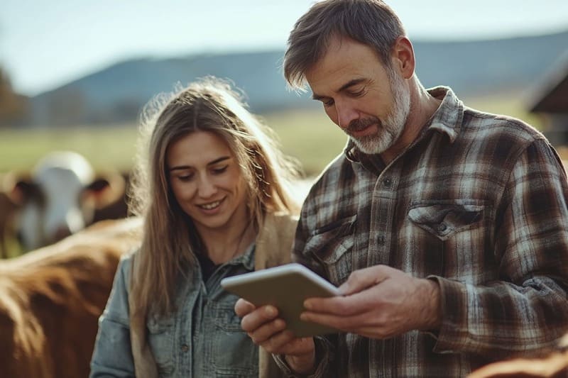 Compliance no Agronegócio - Imagem de agricultores com tablet em fazenda