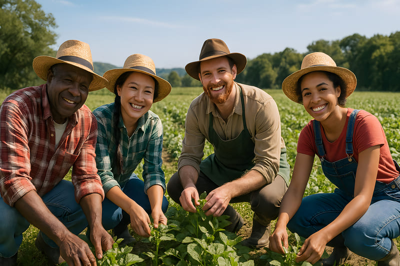Contratação de trabalhadores rurais - Imagem de funcionários do agronegócio