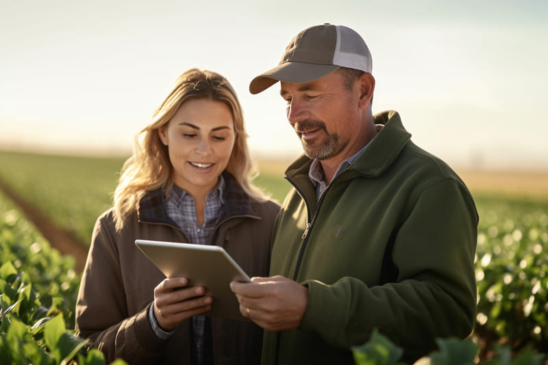 Seguro rural - Imagem de produtores rurais felizes após contratar seguro para a sua propriedade do agronegócio