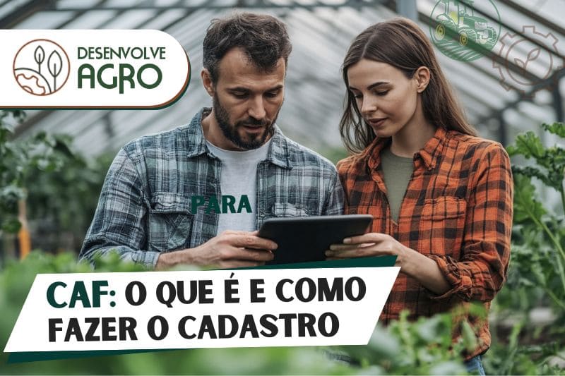 CAF - Imagem de produtor rural e contadora do agronegócio fazendo o Cadastro Nacional da Agricultura Familiar