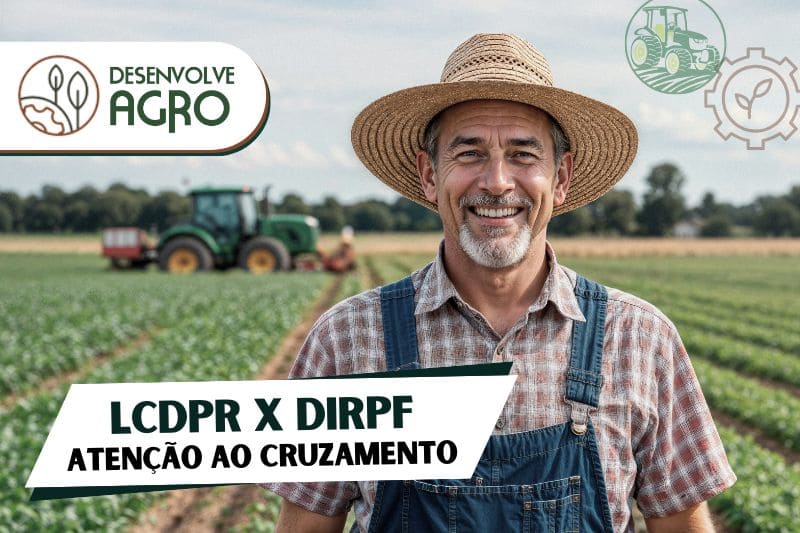 Cruzamento do LCDPR e DIRPF - Imagem de agricultor feliz em sua propriedade rural